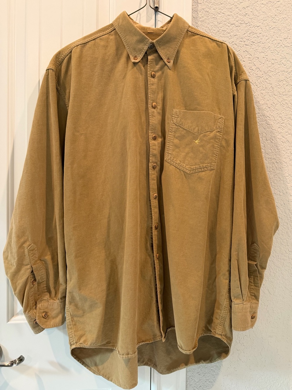 Tan Button-Down Corduroy Shirt